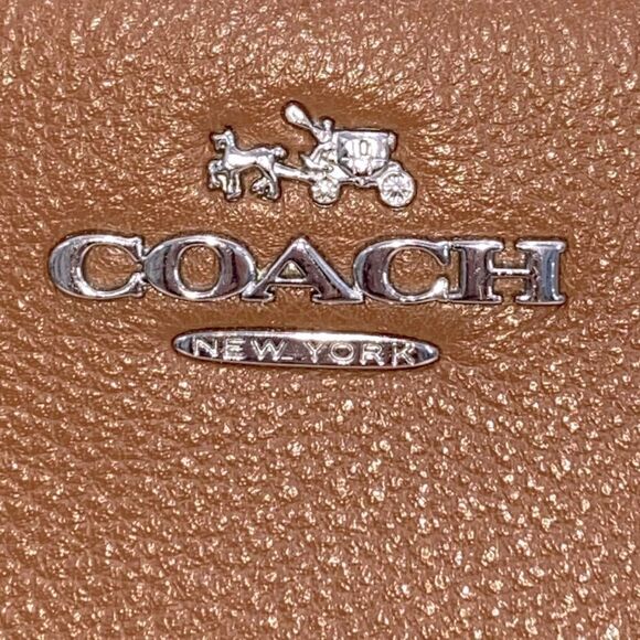 Coach Logo 2Way Carmel Leather Handbag Dual Handle Magnetic Closure - Picture 17 of 17